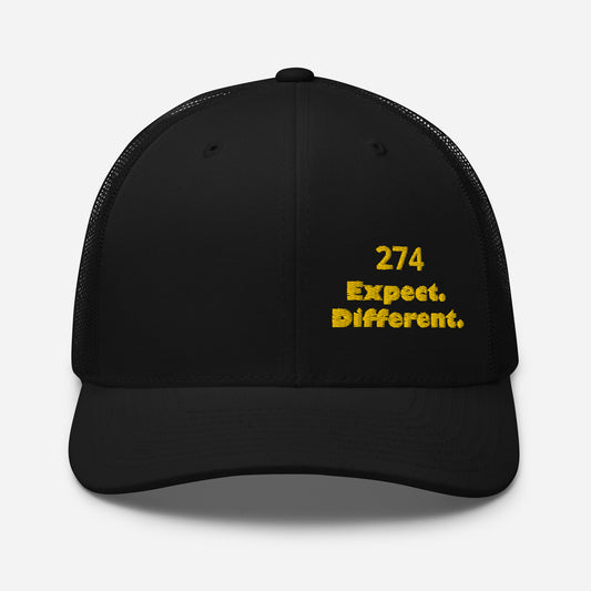 Expect. Different. 274 Trucker Cap – Bold Embroidered Six-Panel Hat