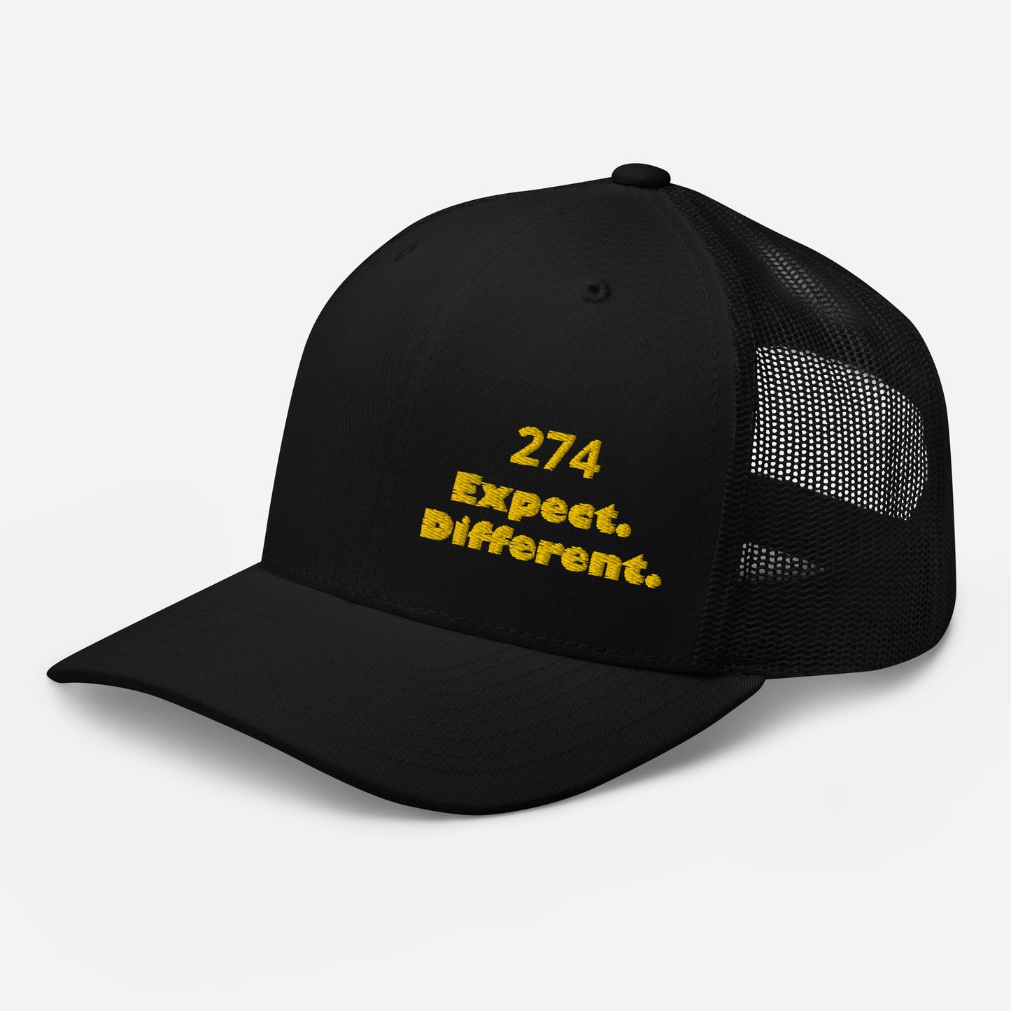 Expect. Different. 274 Trucker Cap – Bold Embroidered Six-Panel Hat